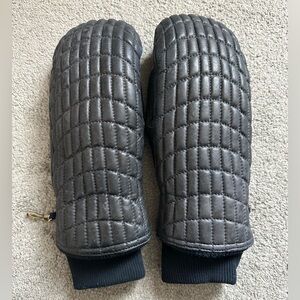 Grandoe Ladies Leather Mittens Dark Blue Size Large Vintage Warm